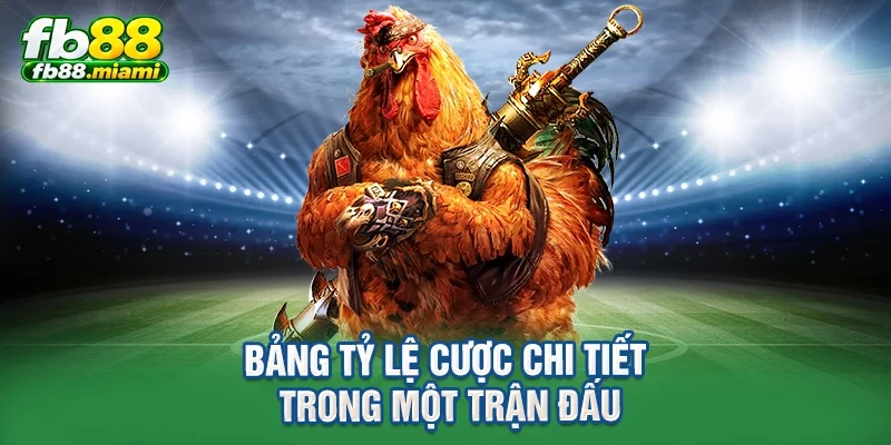 Bảng tỷ lệ cược chi tiết trong một trận đấu